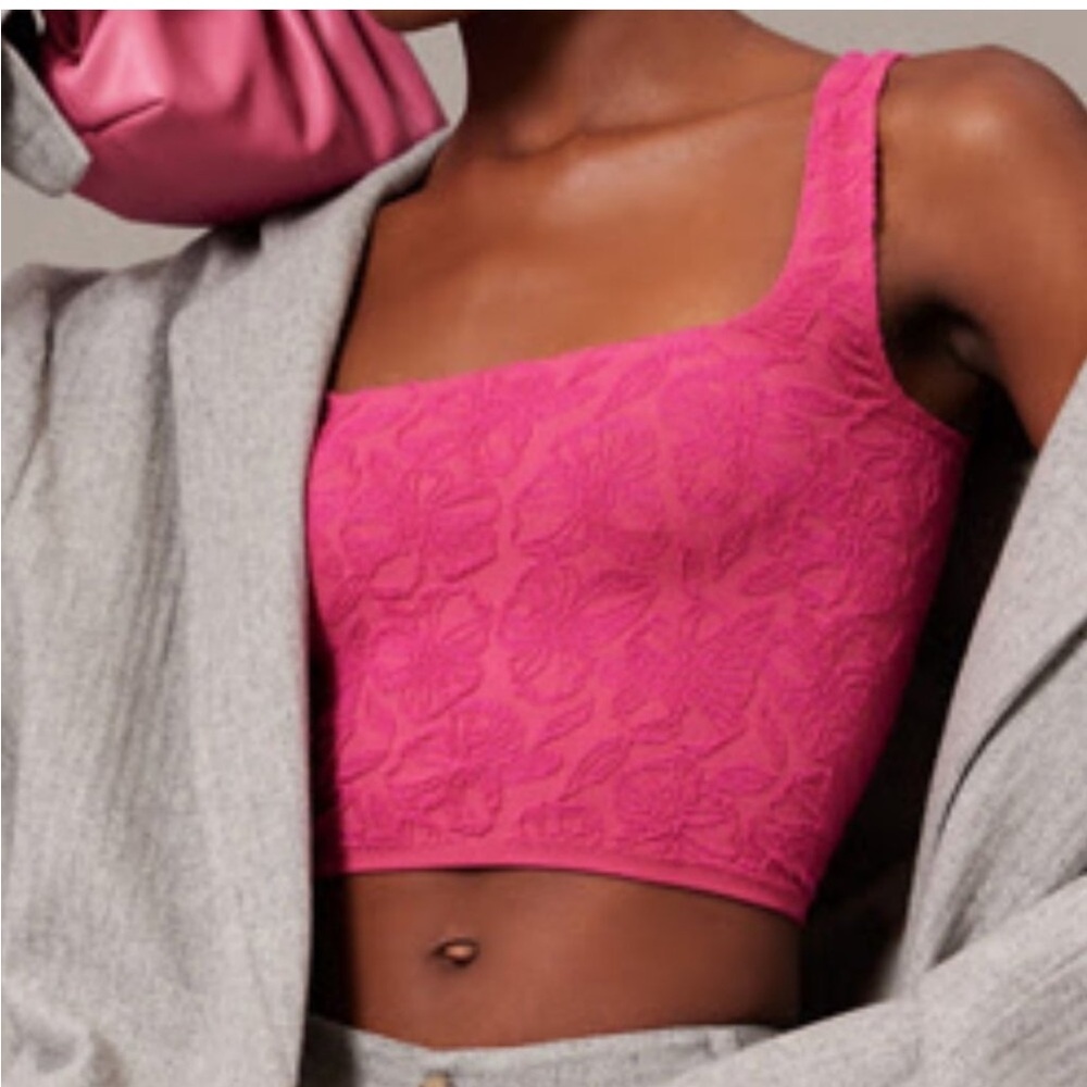 Anthropologie (2) Hannah Textured Crop Tank Pink and Orange XXS/XS